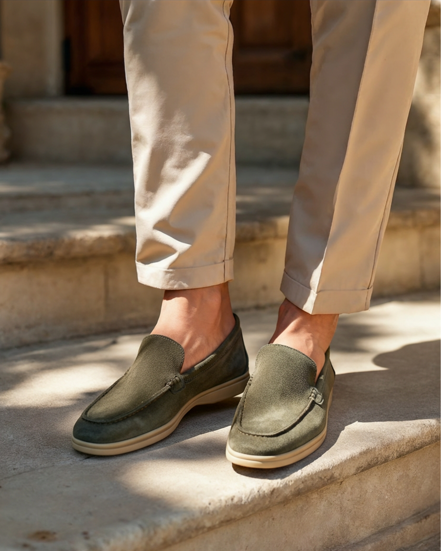 Mavero | Loafers Uomo Mocassini in Pelle Scamosciata Slip On