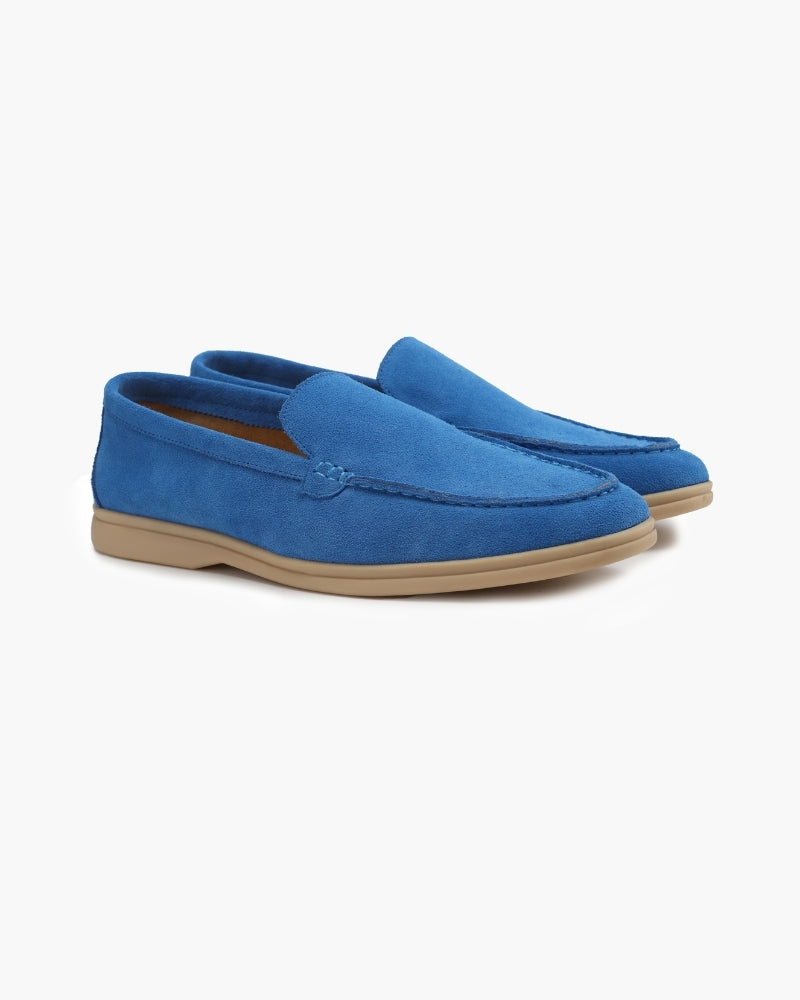 Mavero | Loafers Uomo Mocassini in Pelle Scamosciata Slip On Blu