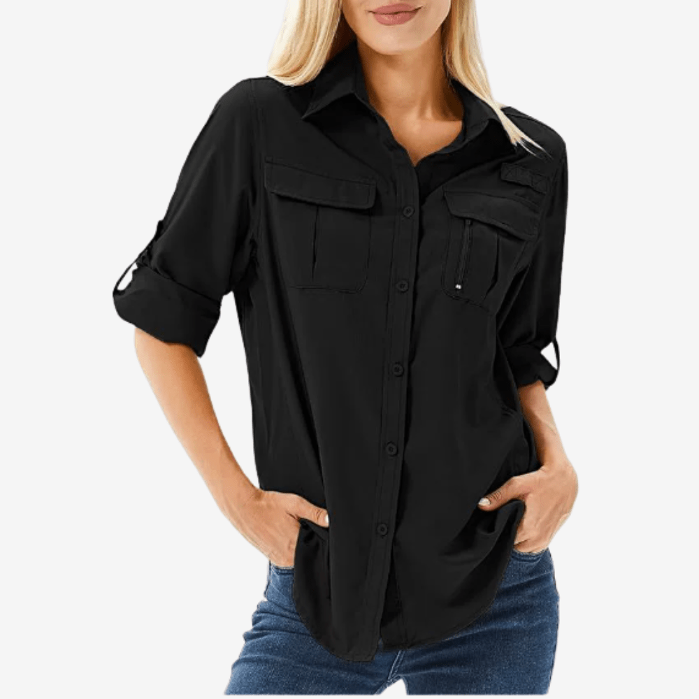 Mavina | Donna Maglia Da Trekking Leggera Maniche Lunghe Nero