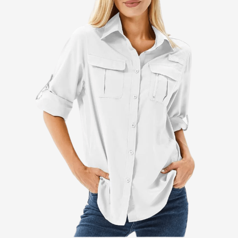 Mavina | Donna Maglia Da Trekking Leggera Maniche Lunghe Bianco
