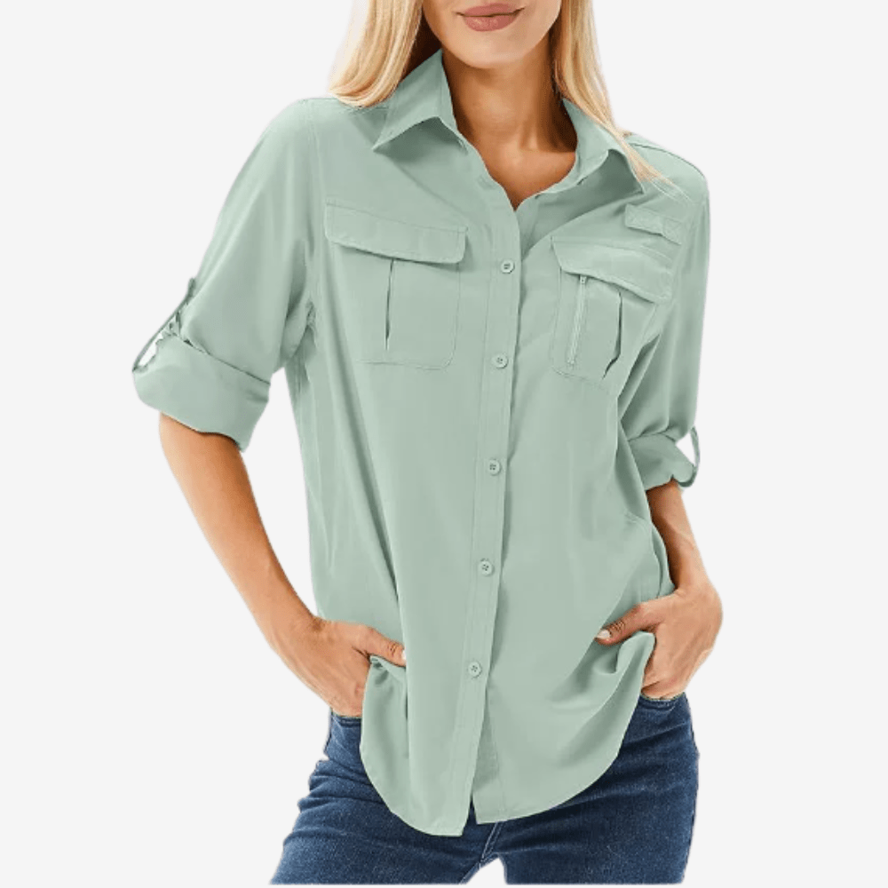 Mavina | Donna Maglia Da Trekking Leggera Maniche Lunghe Verde Menta