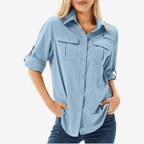 Mavina | Donna Maglia Da Trekking Leggera Maniche Lunghe Blu Chiaro