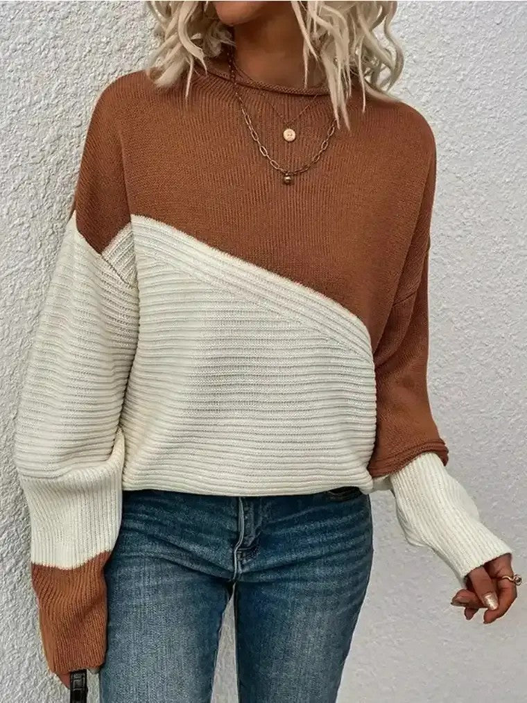 Mavlone | Maglione A Blocchi Di Colore Con Maniche Lunghe Marrone