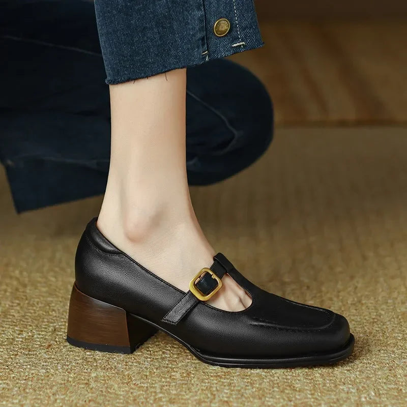 Maya | Scarpa da Donna in Pelle Mary Jane Cinturino a T Tacco 5