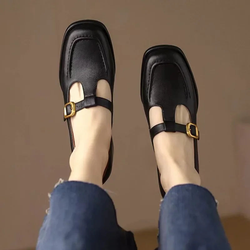 Maya | Scarpa da Donna in Pelle Mary Jane Cinturino a T Tacco 6