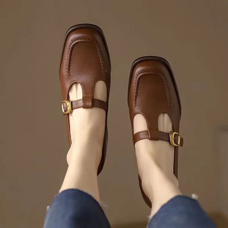 Maya | Scarpa da Donna in Pelle Mary Jane Cinturino a T Tacco
