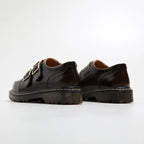 Mia | Donna Loafers in Pelle Mule Doppia Fibbia Brogue Nero