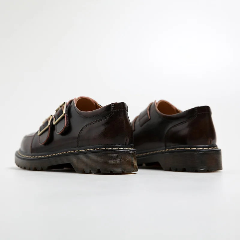 Mia | Donna Loafers in Pelle Mule Doppia Fibbia Brogue Nero 2