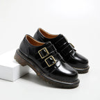 Mia | Donna Loafers in Pelle Mule Doppia Fibbia Brogue Nero