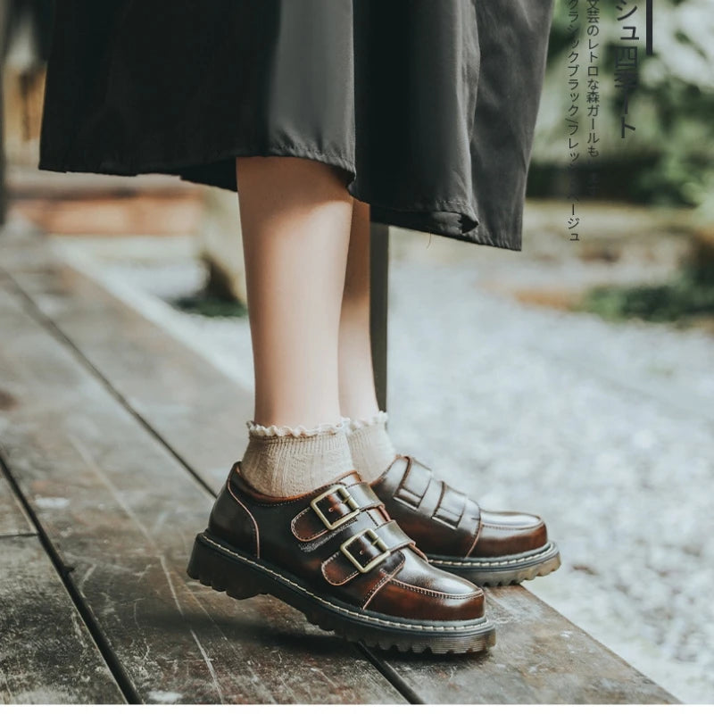Mia | Donna Loafers in Pelle Mule Doppia Fibbia Brogue Nero 4