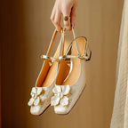 Mila | Scarpa da Donna Jacquard Floreale Mary Jane Punta Quadrata
