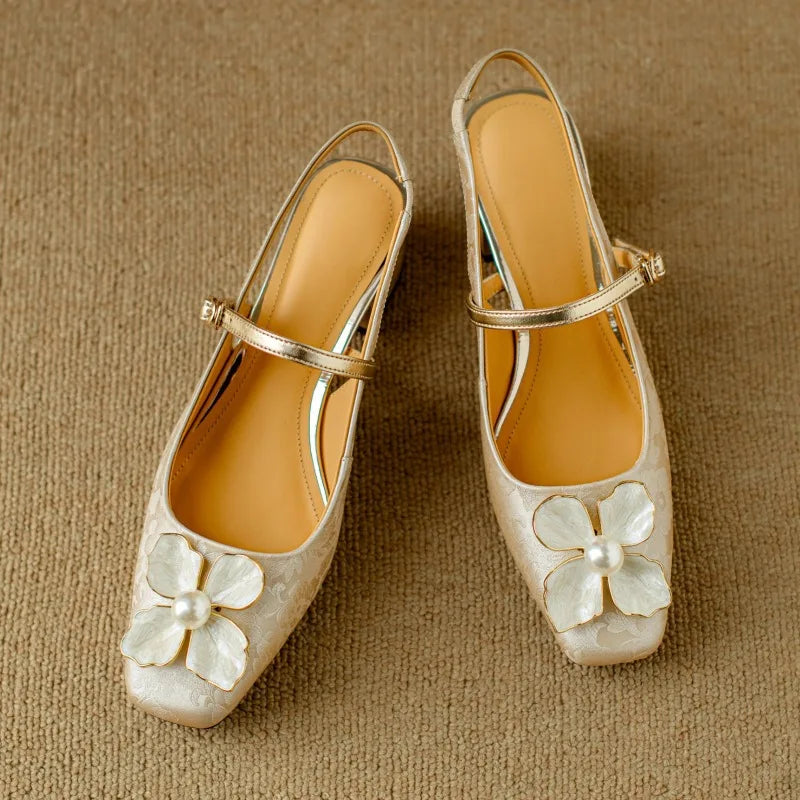 Mila | Scarpa da Donna Jacquard Floreale Mary Jane Punta Quadrata 5