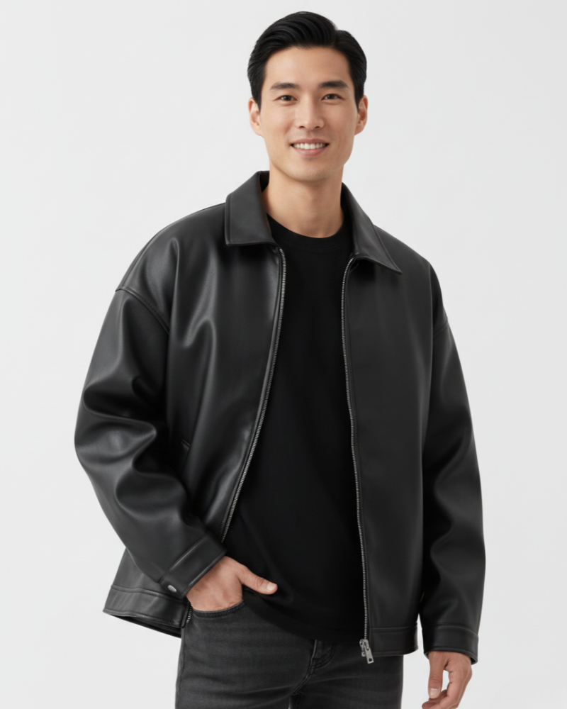 Mira | Uomo Giacca Oversize con Colletto Classico Nero