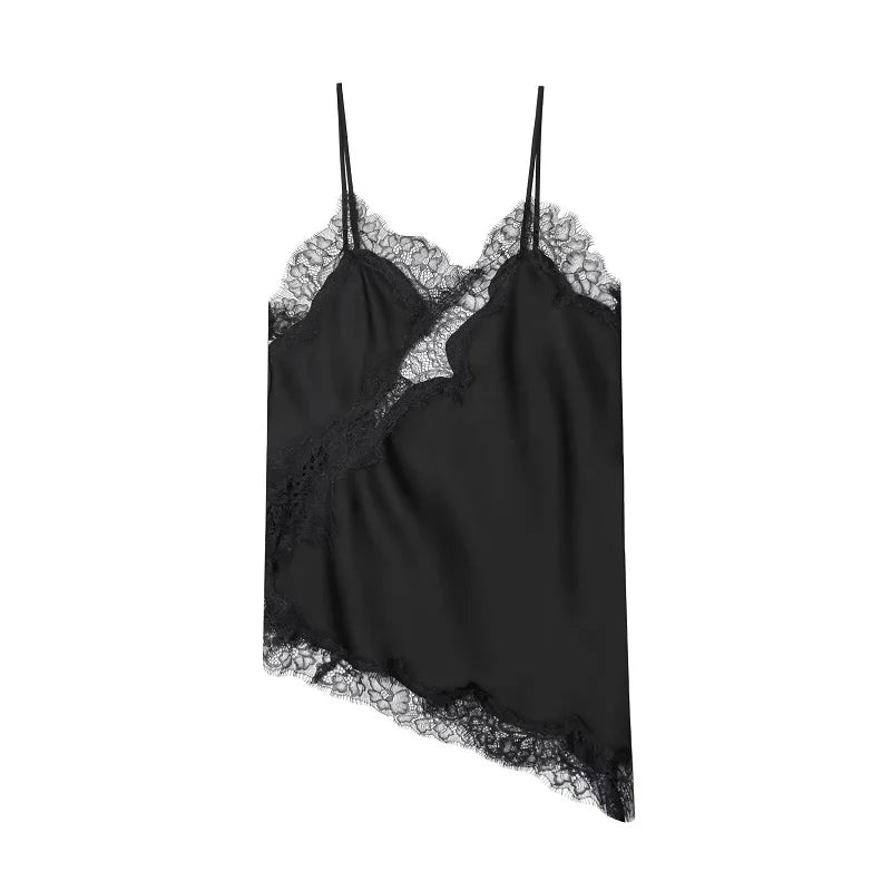 Mira | Top in Pizzo Senza Maniche Nero