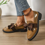 Mofina | Loafer Donna Mocassino in Vernice Tacco Basso con Fiocco