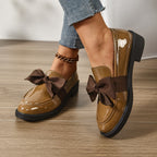 Mofina | Loafer Donna Mocassino in Vernice Tacco Basso con Fiocco