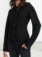 Morbido | Cardigan Con Bottoni Autunnale Nero