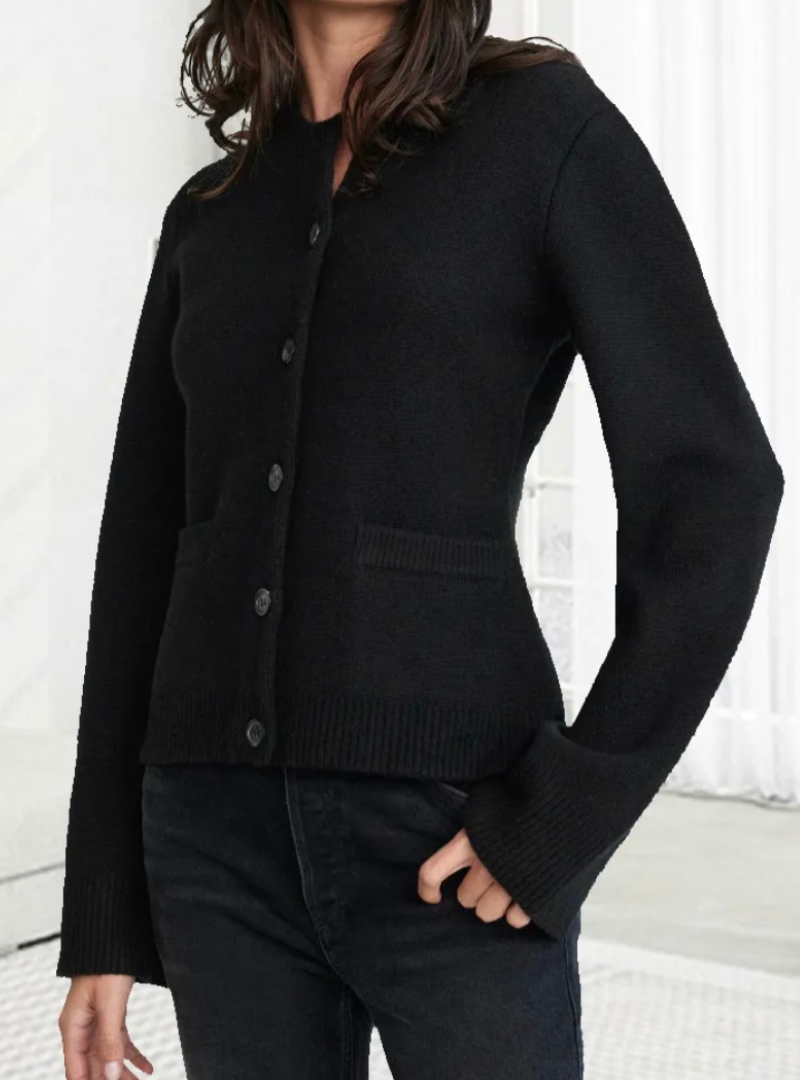 Morbido | Cardigan Con Bottoni Autunnale Nero