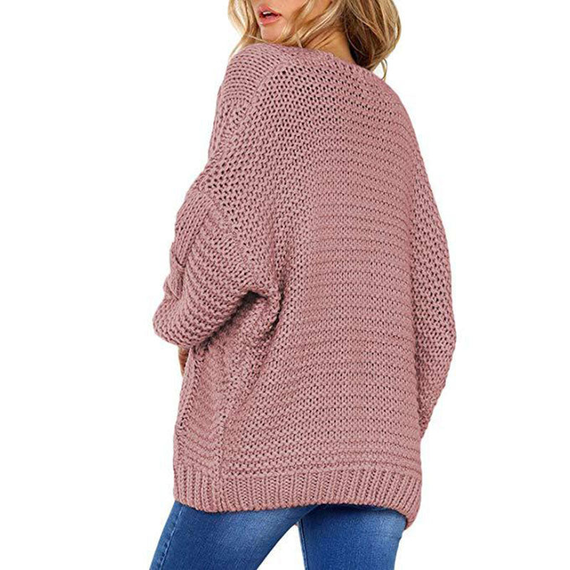 Dame chunky kabelstrikket cardigan til afslappet lag-på-lag look