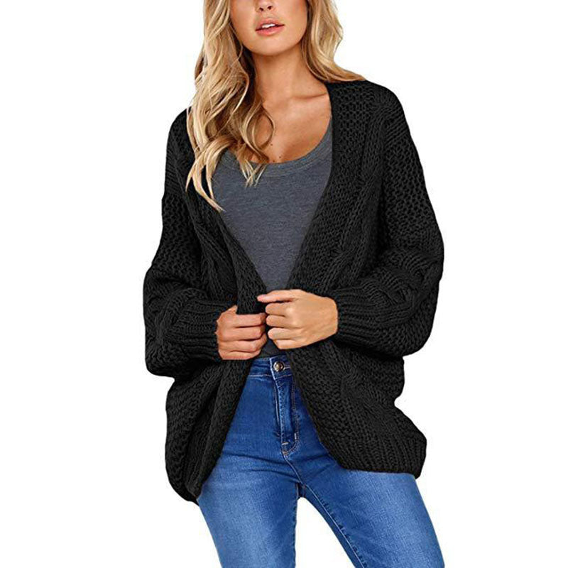Dame chunky kabelstrikket cardigan til afslappet lag-på-lag look