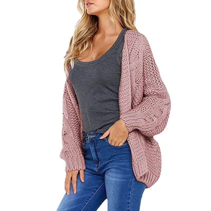 Dame chunky kabelstrikket cardigan til afslappet lag-på-lag look