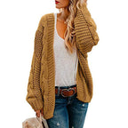 Dame chunky kabelstrikket cardigan til afslappet lag-på-lag look