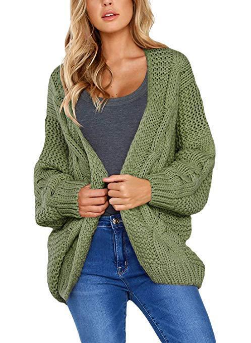 Dame chunky kabelstrikket cardigan til afslappet lag-på-lag look