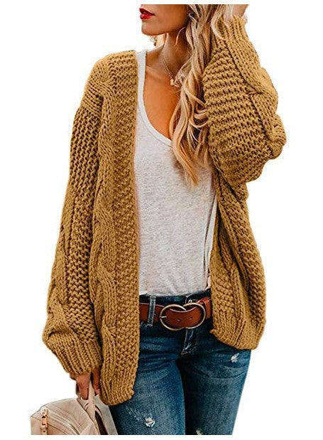 Dame chunky kabelstrikket cardigan til afslappet lag-på-lag look