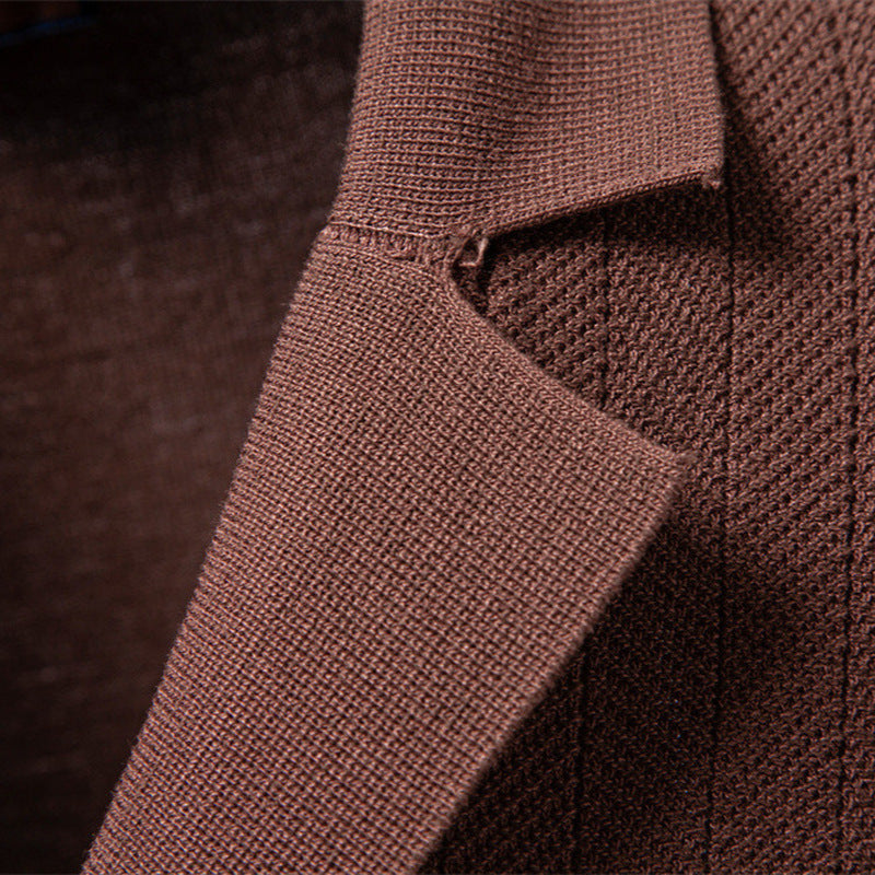 Cardigan da uomo a maniche corte con bottoni e motivo lavorato a maglia
