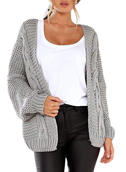 Dame chunky kabelstrikket cardigan til afslappet lag-på-lag look