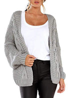 Dame chunky kabelstrikket cardigan til afslappet lag-på-lag look