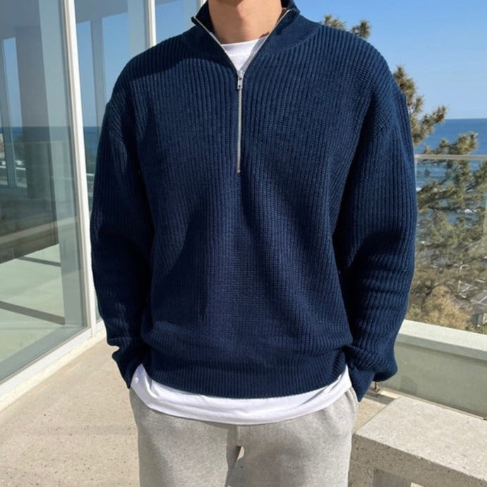 Maglione Mezza Zip per Uomini | Qalron Blu Navy