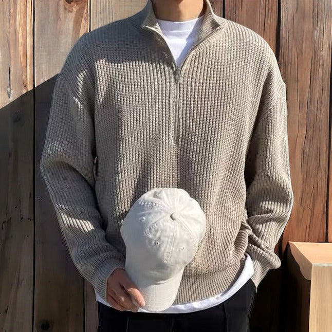 Maglione Mezza Zip per Uomini | Qalron Grigio