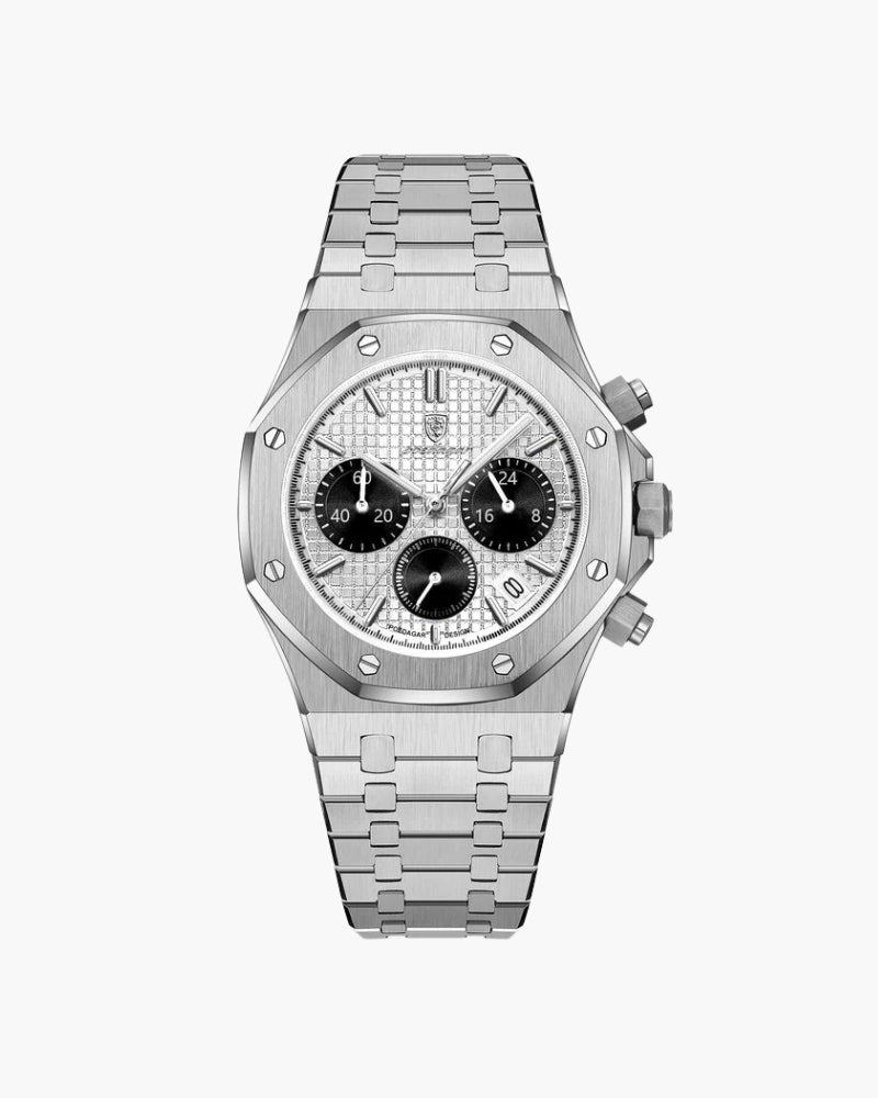 Orologio Cronografo per Uomini | Nylor Argento Regolabile