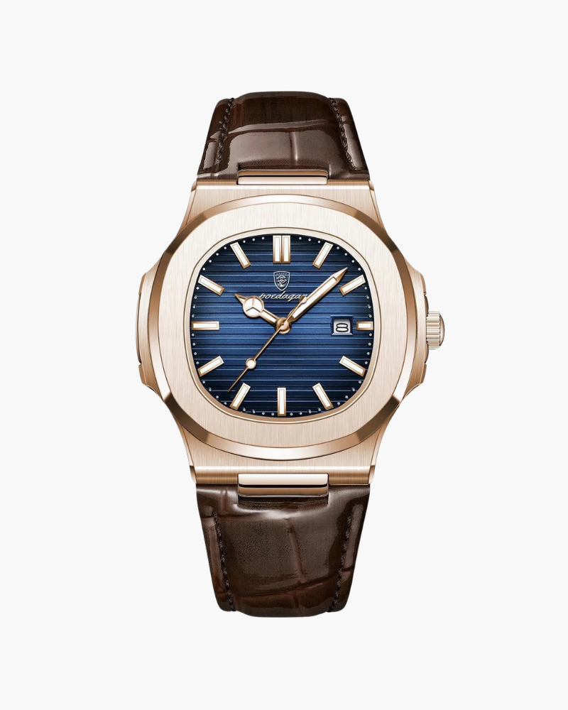 Orologio Uomo Cinturino Pelle Analogico | Vantor Blu Regolabile
