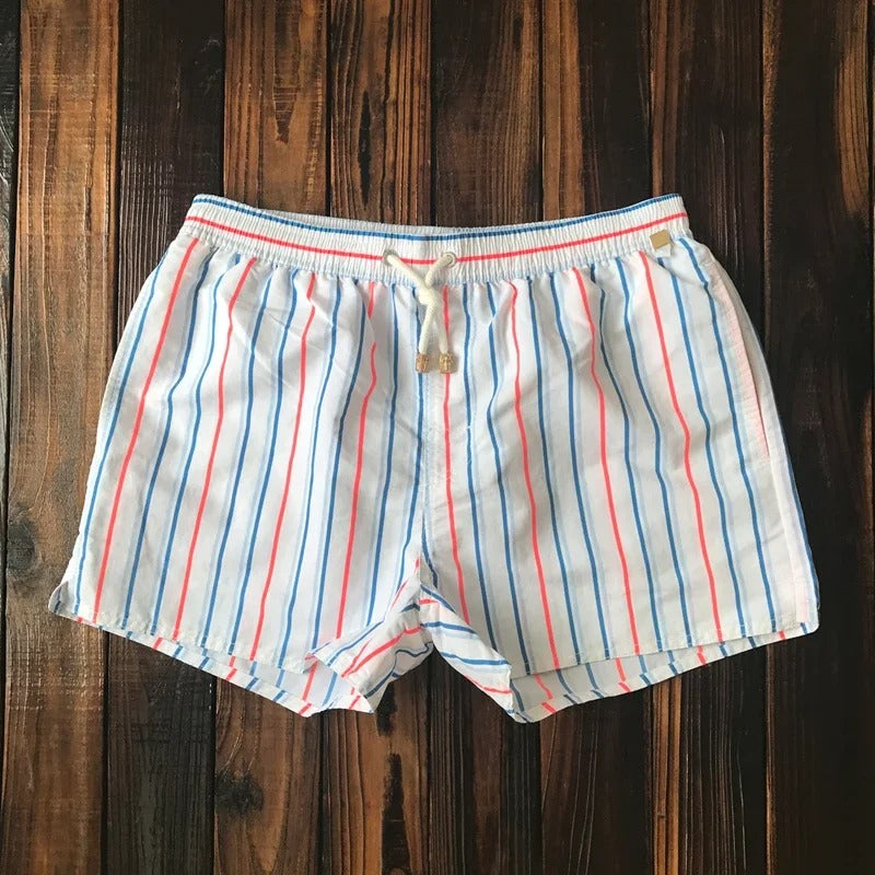 Panta | Pantaloni Corti a Righe Marittime Bianco