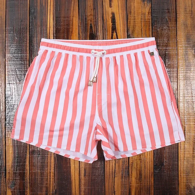 Panta | Pantaloni Corti a Righe Marittime Bianco e rosso
