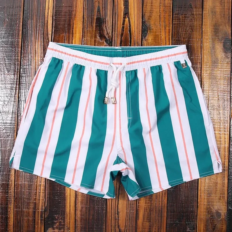 Panta | Pantaloni Corti a Righe Marittime Bianco e verde
