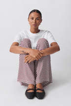 Panta | Pantaloni Coulisse Stampa Righe Orizzontali Rosso