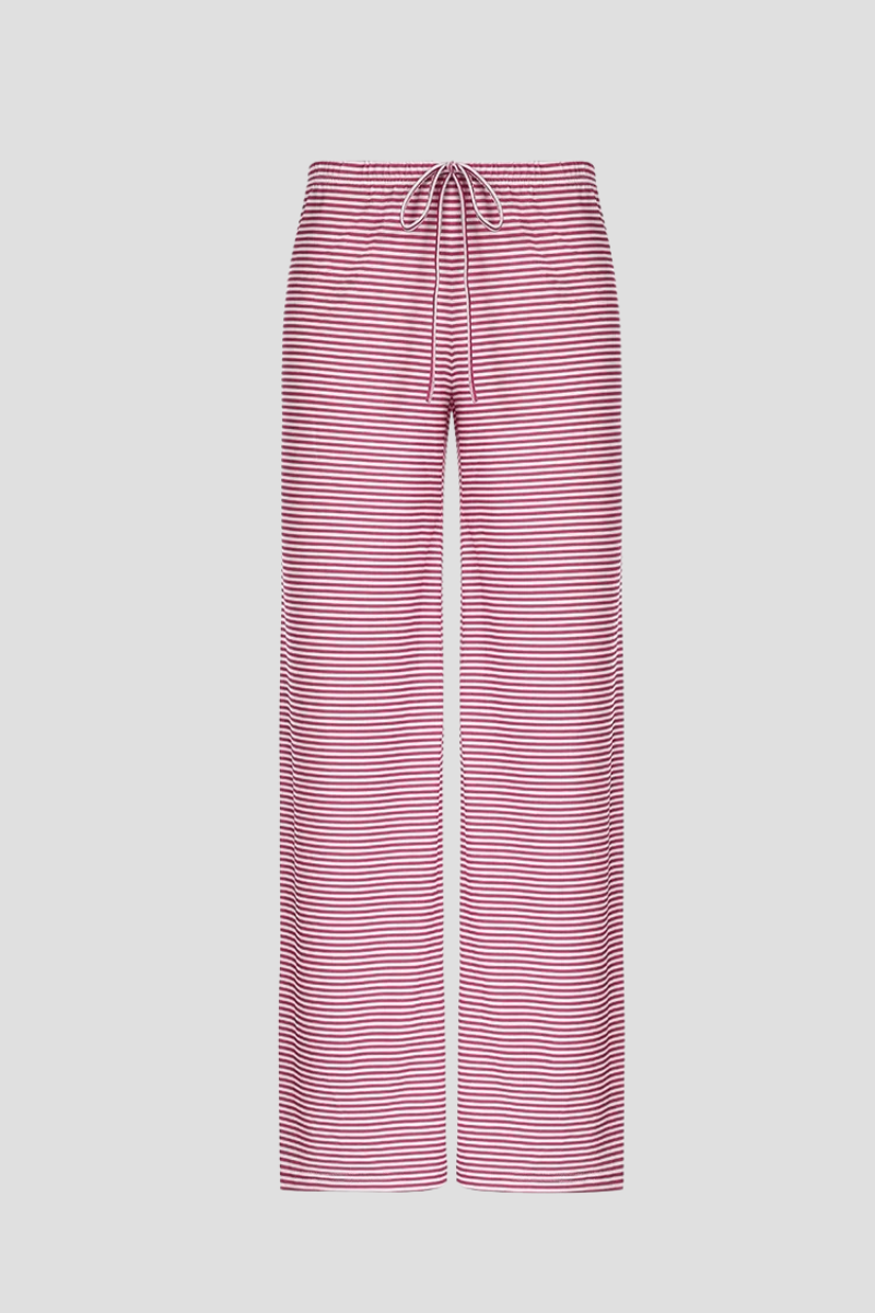 Panta | Pantaloni Coulisse Stampa Righe Orizzontali Rosa
