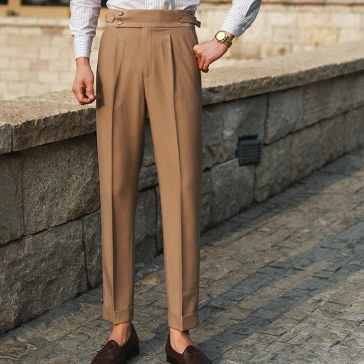 Pantaloni Doppi Bottoni Piegati per Uomini | Zyntra Kaki