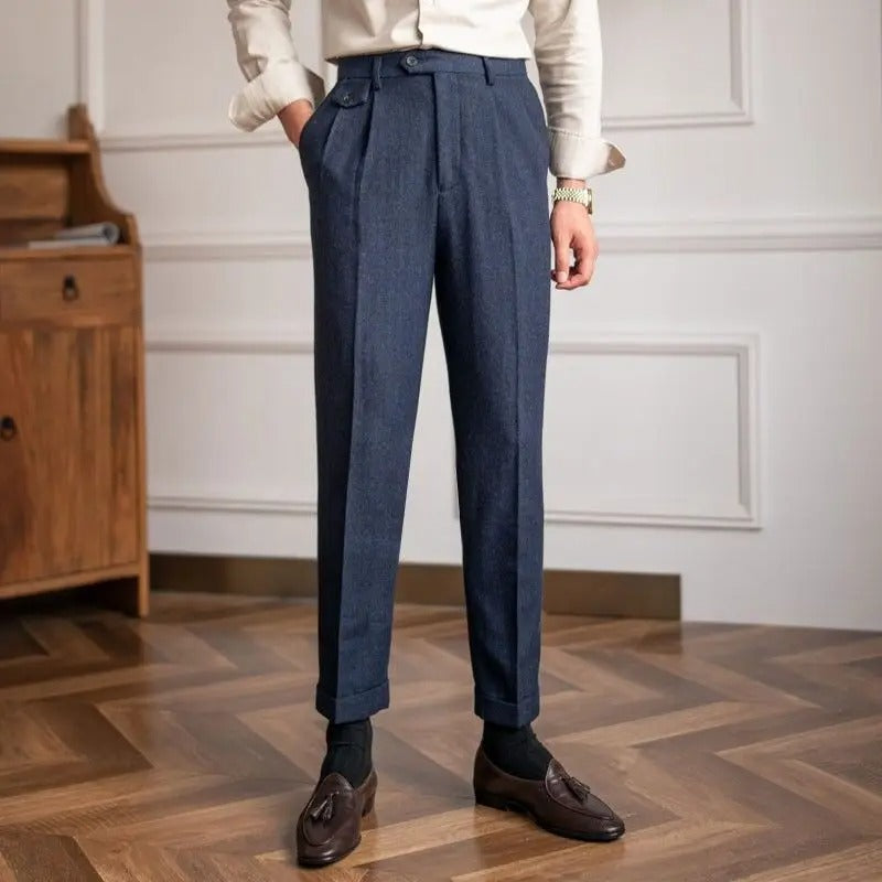 Pantaloni Dritti in Lana per Uomini | Nivaro Blu scuro