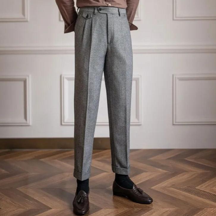 Pantaloni Dritti in Lana per Uomini | Nivaro Grigio