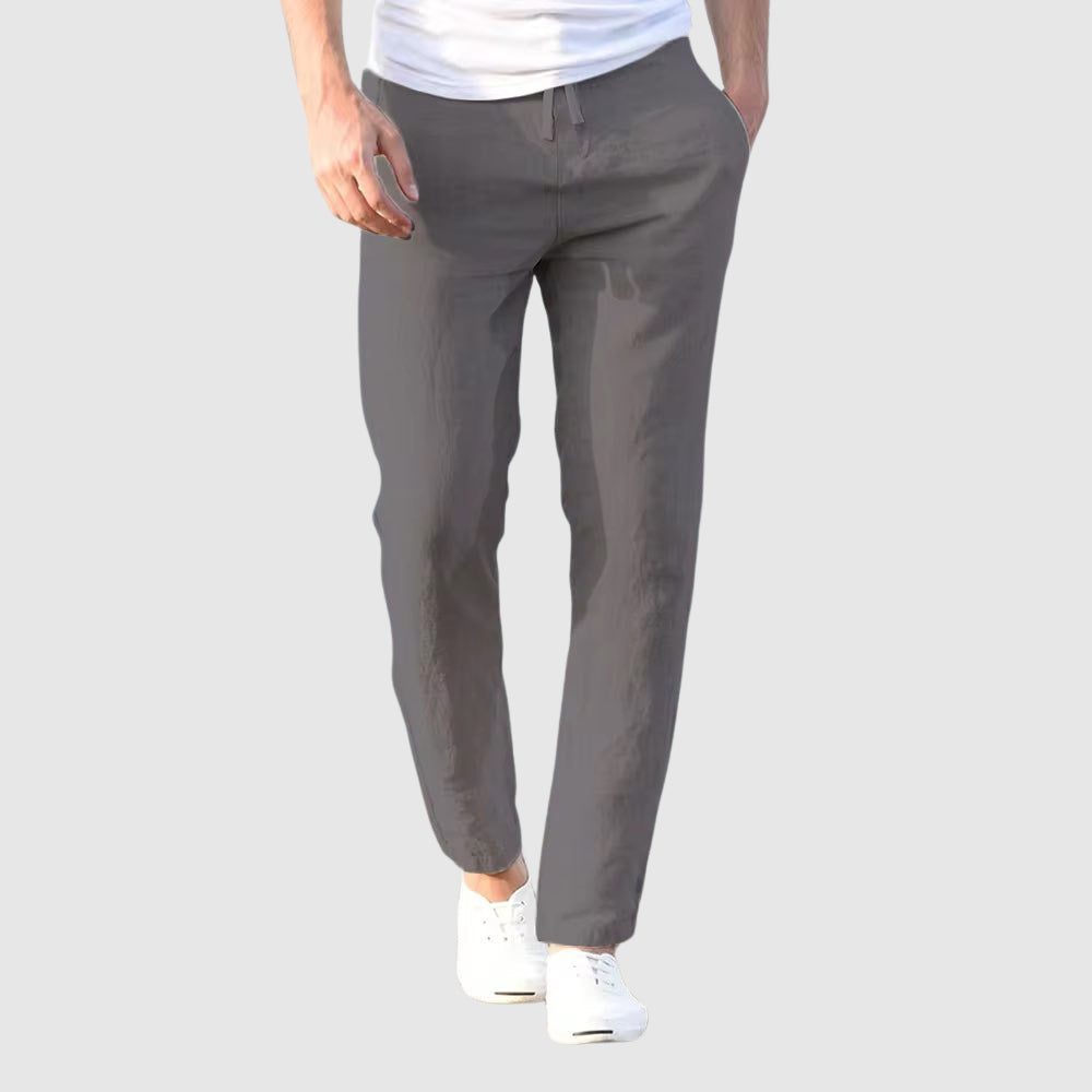 Pantaloni Lino-Cotone per Uomo a Gamba Dritta | Santino Grigio