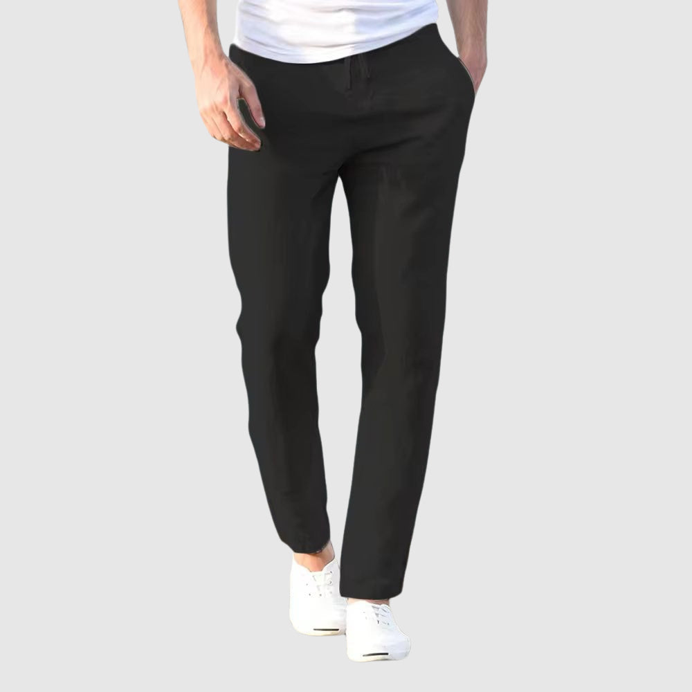 Pantaloni Lino-Cotone per Uomo a Gamba Dritta | Santino Nero