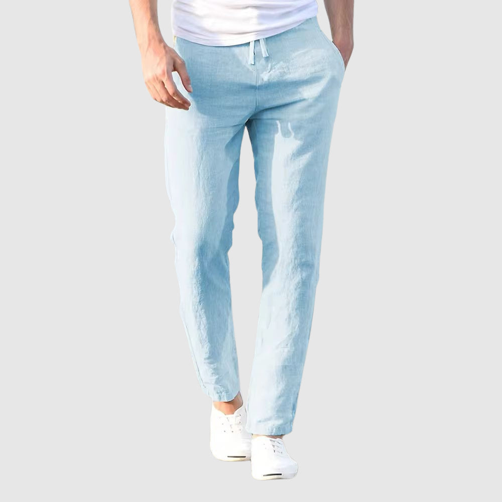 Pantaloni Lino-Cotone per Uomo a Gamba Dritta | Santino Blu