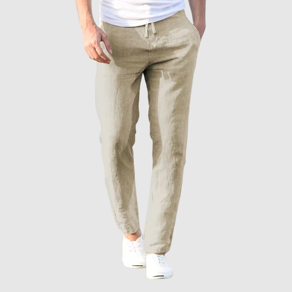 Pantaloni Lino-Cotone per Uomo a Gamba Dritta | Santino Beige