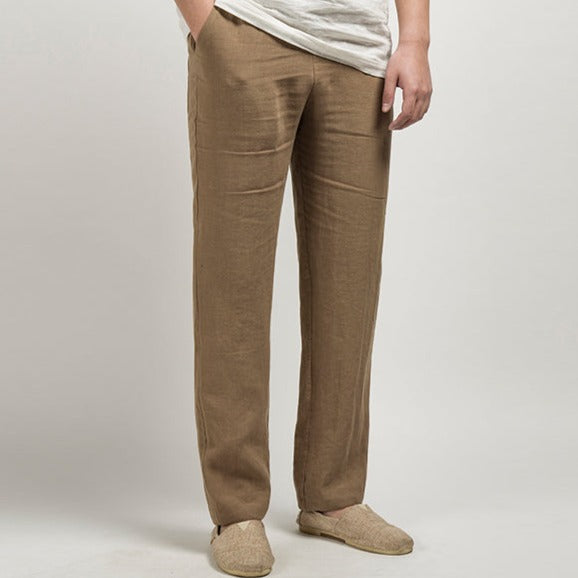 Pantaloni in Cotone e Lino per Uomini | Nextris Marrone