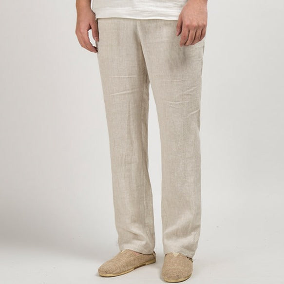 Pantaloni in Cotone e Lino per Uomini | Nextris Beige