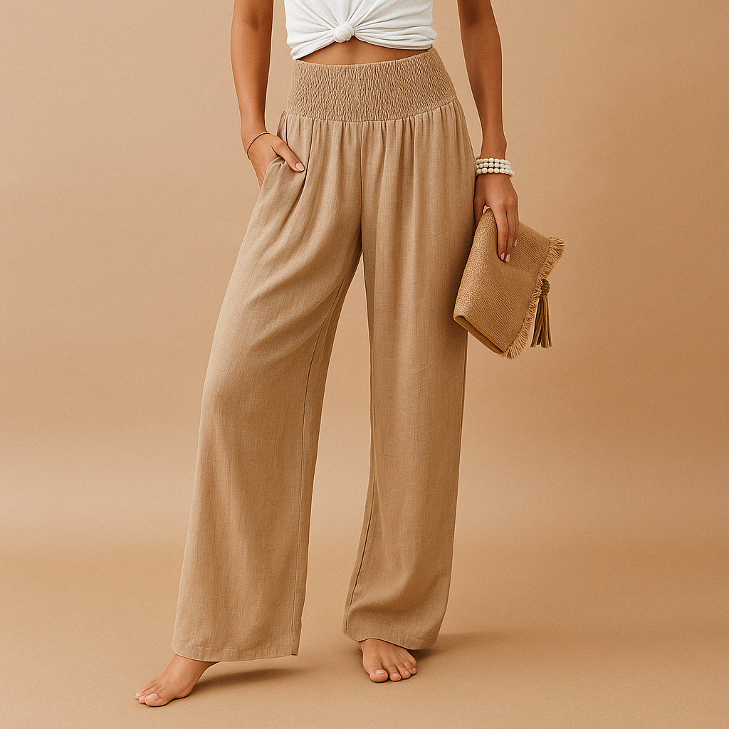 Pantaloni Eleganti in Lino Per Donna | Melora Khaki